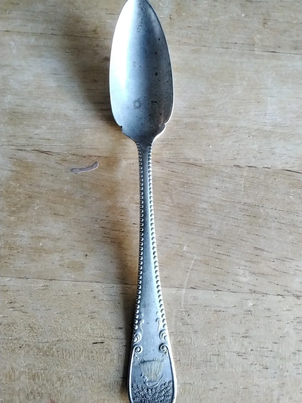 Silver-Tone Decorative Dessert Spoon - Silver